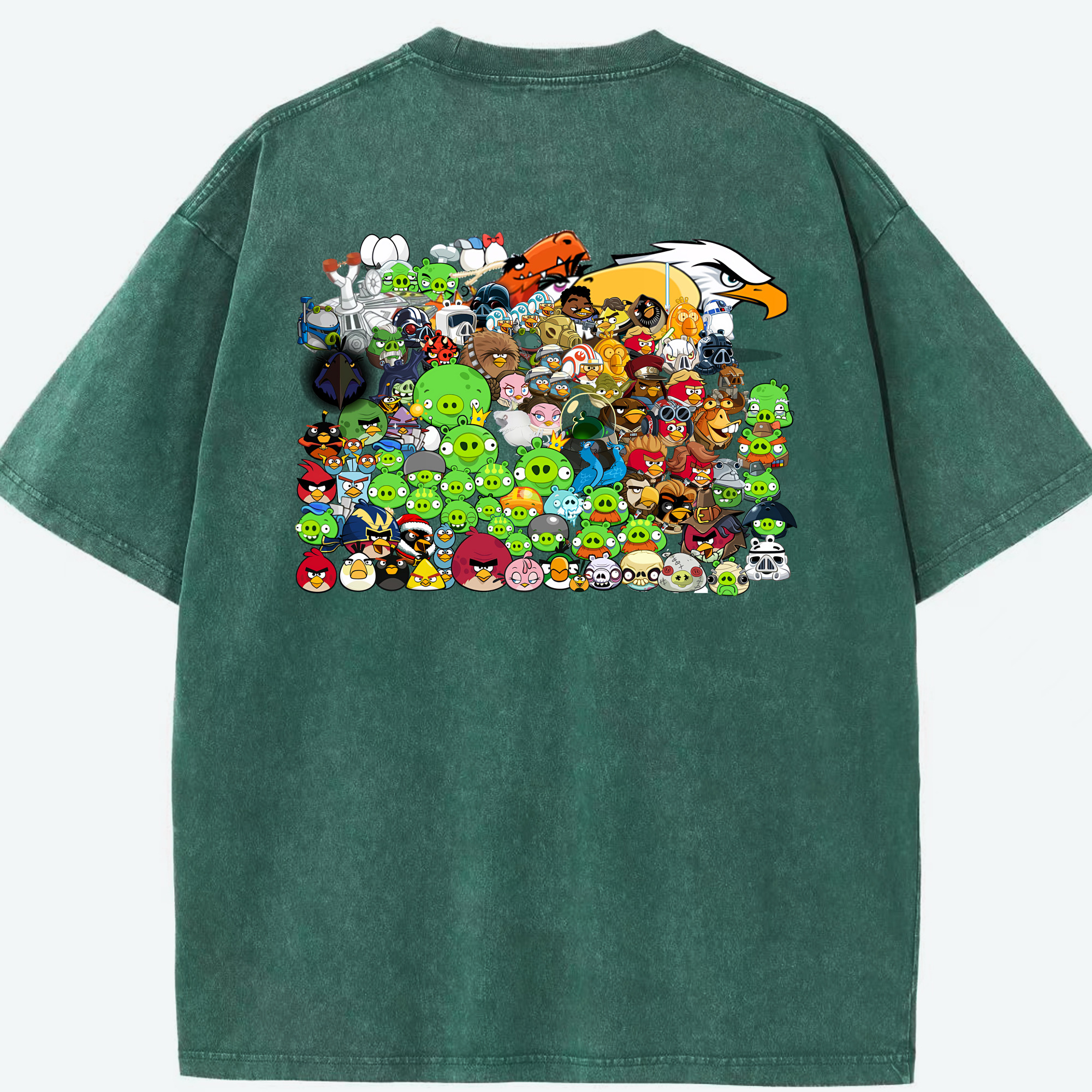 （画像用） Angry Birds アングリーバード 綿100% ヴィンテージ風 半袖Tシャツ（背面プリント）